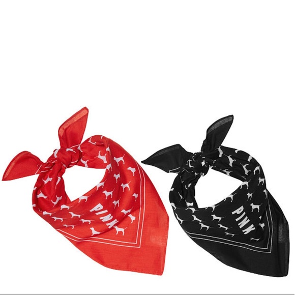 VS PINK 2 PC BANDANA SET HEADBAND LOGO HANKERCHIEF - Picture 5 of 5